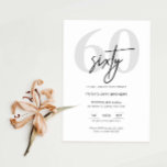 Invitation minimaliste moderne 60e anniversaire de<br><div class="desc">Cette minimaliste typographie 60ème anniversaire invitation est parfait pour une fête d'anniversaire moderne. Le design simple est composé d'une typographie minimaliste classique en noir et blanc et d'une touche moderne. Personnalisable dans n'importe quelle couleur. Gardez le design minimal et élégant, en l'état, ou personnalisez-le en ajoutant vos propres graphiques et...</div>