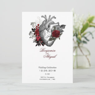 Invitation Minimaliste moderne Anatomie Gothique Coeur Floral