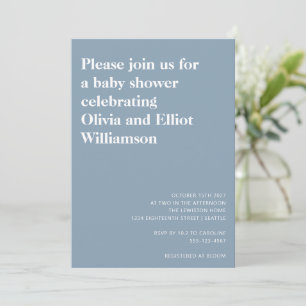 Invitation Minimaliste moderne Baby shower simple Dusty Blue