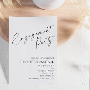 Invitation Minimaliste moderne   Black Script Engagement Part