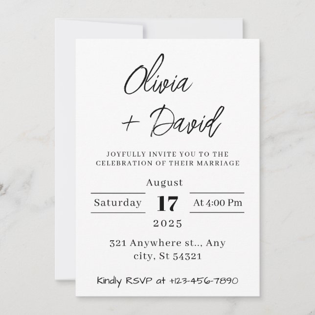 Invitation minimaliste, Moderne, Boho, Mariage photo (Devant)