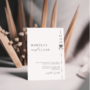 Invitation Minimaliste moderne Bow noir blanc Mariage