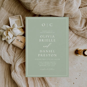 Invitation Minimaliste Moderne Calligraphie Sage Vert Mariage