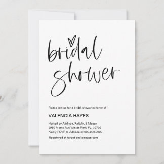 Invitation minimaliste moderne de douche nuptiale