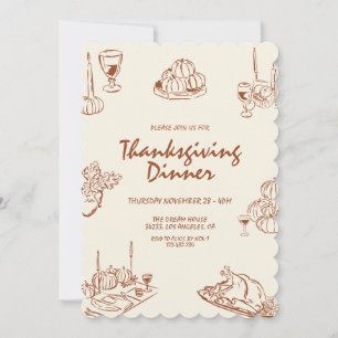 Invitation Minimaliste Moderne Dîner Thanksgiving
