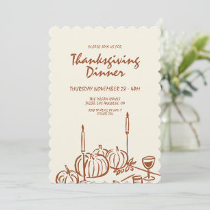 Invitation Minimaliste Moderne Dîner Thanksgiving