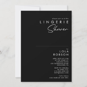 Invitation Minimaliste moderne Douche Lingerie Noire