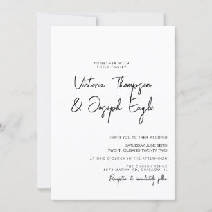 Invitation Minimaliste Moderne Écriture Encre Noire Mariage B