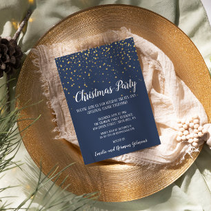 Invitation Minimaliste Moderne Fête de Noël Bleue