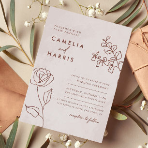 Invitation Minimaliste moderne floral croquis élégant mariage
