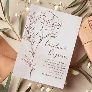 Invitation Minimaliste moderne floral croquis élégant mariage