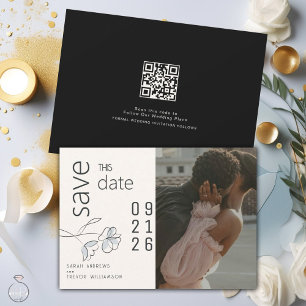 Invitation Minimaliste moderne Floral Dusty bleu et bouffée