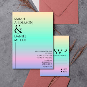 Invitation Minimaliste moderne Holographique Ombre Mariage