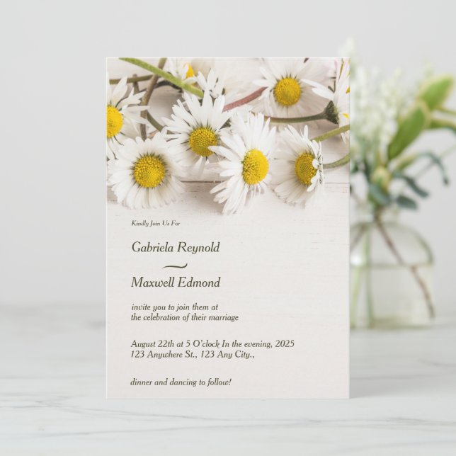 Invitation Minimaliste moderne Nature blanche Mariage de marg (Debout devant)