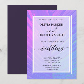 Invitation Minimaliste moderne Neon Mariage de palme tropical
