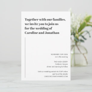 Invitation Minimaliste moderne noir blanc Mariage simple