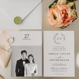 Invitation Minimaliste moderne noir & blanc Mariage simple