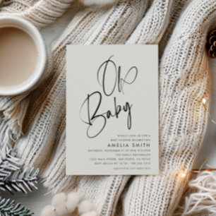 Invitation Minimaliste moderne noir blanc Oh bébé