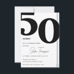 Invitation minimaliste moderne noire 50e anniversa<br><div class="desc">Moderne et élégant noir et blanc minimaliste 50ème anniversaire invitation de fête comprend élégant numéro 50. Grande invitation d'anniversaire pour adulte surprise pour les hommes et les femmes.</div>