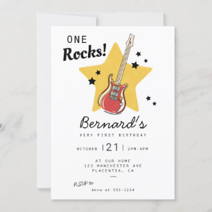 Invitation Minimaliste moderne One Rocks Baby 1er Anniversair