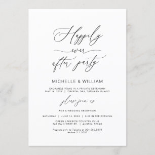 Invitation Minimaliste moderne, police noire, Mariage Elopeme