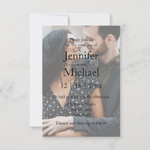 Invitation minimaliste moderne script couple photo mariage