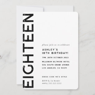Invitation MINIMALISTE moderne simple 18 ans