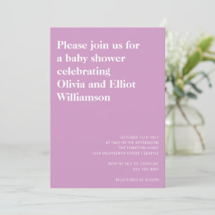 Invitation Minimaliste moderne simple Baby shower mou violet