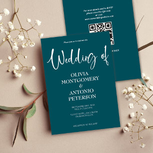 Invitation Minimaliste moderne Simple QR Code Turquoise Maria