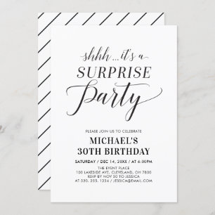 Invitation Minimaliste Moderne Surprise 30ème anniversaire