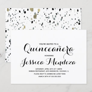 Invitation Minimaliste Monochrome Or Quinceañera Douze 15