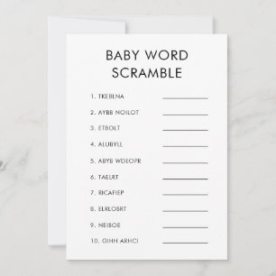 Invitation Minimaliste Mot Bébé Baby shower Jeu