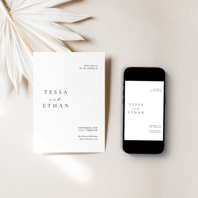 Invitation Minimaliste noir et blanc Mariage moderne (Créateur téléchargé)