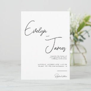 Invitation Minimaliste noir et blanc Romantique Mariage moder