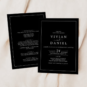Invitation Minimaliste   Noir tout en un Mariage