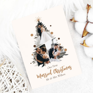 Invitation Minimaliste Notre Premier Noël Marié Trois Photo