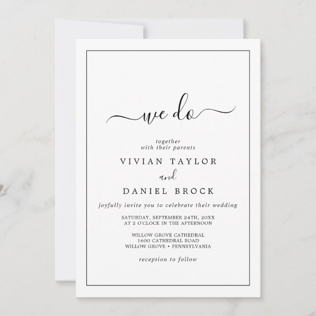 Invitation Minimaliste Nous faisons Mariage (Devant)