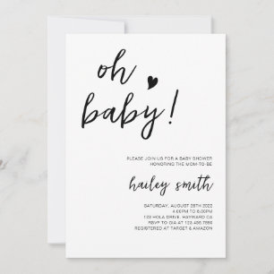 Invitation minimaliste Oh Baby Baby shower