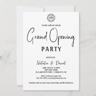 Invitation Minimaliste Ouverture Maison Ouverte Noir Blanc