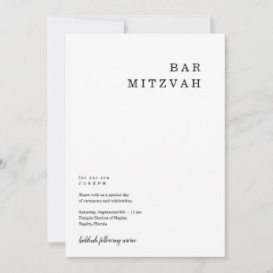 Invitation minimaliste personnalisée Bar Mitzvah