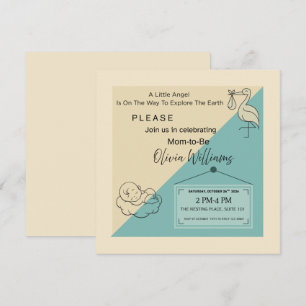 Invitation Minimaliste Petit Ange Moderne Sarcelle