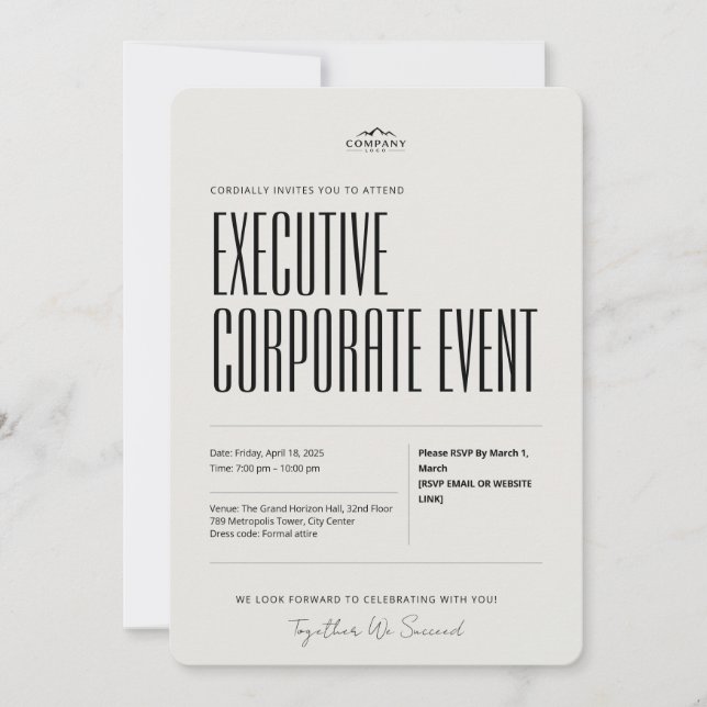 Invitation minimaliste pour événement d'entreprise (Devant)
