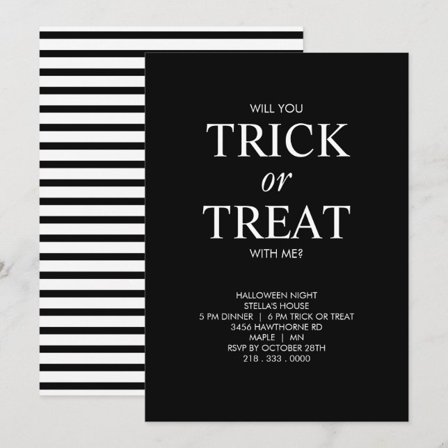 INVITATION MINIMALISTE POUR HALLOWEEN (Devant / Derrière)