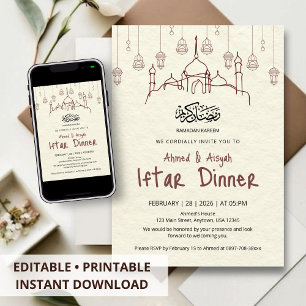 Invitation minimaliste pour le dîner Iftar de Rama