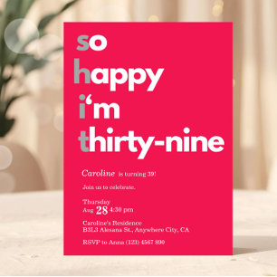 Invitation minimaliste pour les 39 ans Moderne 39