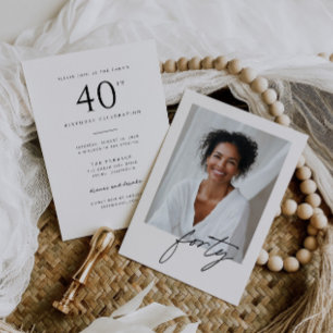 Invitation minimaliste pour ses 40 ans écrite à la