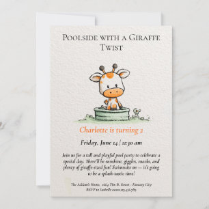 Invitation minimaliste pour une fête de girafe au