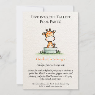 Invitation minimaliste pour une fête de girafe au