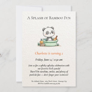 Invitation minimaliste pour une fête de panda au b