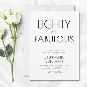 Invitation Minimaliste Quatre-vingts ans Fabuleux 80e Anniver